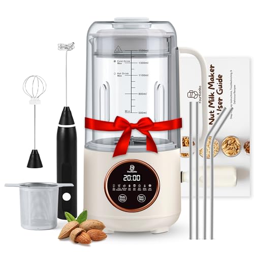 New 8-in-1 Nut Milk Maker 50 oz– Almond, Soy, Oat, Coconut Milk, Dairy-Free Milk, Plant-Based Milk, Smoothie with 12 blades- Features Delay Start, Self-Cleaning & Milk Frother- Recipe Book & More