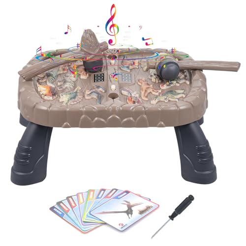 Hylukon Whack A Mole Game Toys, Dual Player Interactive Educational Toys with 3 Play Mode, 8 Recognizing Animals Cards, Whack Mole Game for Toddlers with Sound Light, PK Mode with 2 Hammers