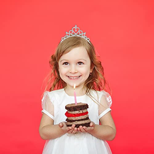 Makone 2 Pieces Girls Crystal Tiara Silver Princess Crown Bendable Adjustable Headband Ultralight Hair Accessories For Birthday Party Wedding Photograph #TOP6