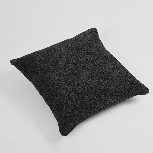 Image of SASHAA WORLD Charcoal Chenille Cushion Cover | Decorative Pillow Case | Soft, Durable, and Stylish | Solid Plain Weave Design | Ideal for Living Room, Sofa, or Bedroom Decor | 45x45 cm