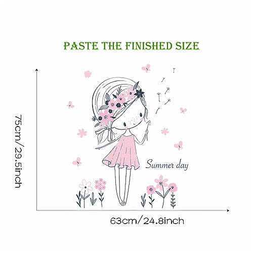 Vinilo Decorativo Pale Pink Dandelion Girl 24.8”x29.5” miniatura 6