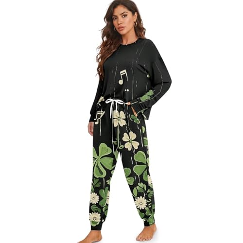 Image of Women's Pajamas Set Soft 2 Piece Loungewear Long Sleeve Pj Set Matching Sleepwear with Pockets for Women Plus Size