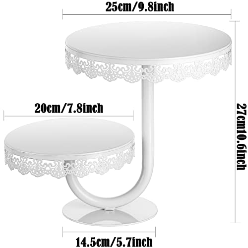 2 Tier White Cake Stand Round Cupcake Holder Metal Cake Pastry Candy Dessert Table Display Stand Plate For Wedding Birthday Baby Shower Party,7.8/9.8 Inch Cake Pop Stands Pillar Serving Tray #TOP2