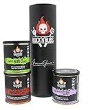 ROCK'N'RUBS Black Tube 3er Set Grillgewürze - Whisky in the Jar, Sweet Rub of Mine & Paradise City - 450 g