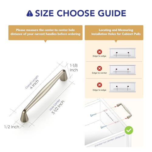 Image of Ravinte 20 Pack 3-1 /2 Inch Brushed Nickel Kitchen Cabinet Handles Solid Zinc Alloy Cabinet Pulls Cupboard Hardware Drawer Handles