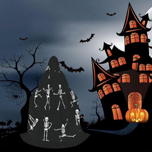 Cape à capuche squelette mignon pour ado costume vampire sorcière