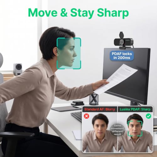 Lusinx 4K Webcam with PDAF Autofocus for PC/Laptop — view 3