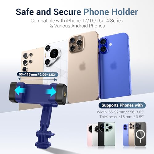 Image of JJC Camera Phone Holder Phone Tripod Mount Adapter for iPhone Smartphone | Cold Shoe Mount for DSLR DJI Osmo Action Osmo 360, Insta360 Ace Pro, GoPro Hero Camera Photography Accessories