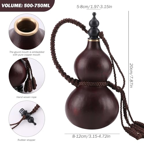 Gourde rétro en calebasse pour randonnée et pique-nique chic 500ml - 4