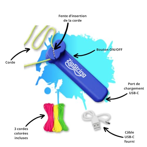 Pioupiou et Merveilles - Zipstring-Gleichgewicht zwischen Stärke und Schwerkraft - Erstellen von Figuren, 3 Farben von Saiten in 3 Größen, unendliche Möglichkeiten, Geschenkidee für Kinder,