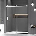 56-60" W x 72" H Shower Door,Frameless Sliding Shower Door with 1 Handle,Shower Glass Door with 5/16" (8mm) Clear SGCC Tempered Glass, Stainless Steel Hardware (Bright)