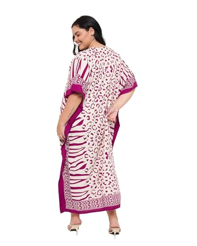 Image of Gypsie Blu Women Plus Size Kaftan Dress Beach Cover Up Maxi Dresses for Women, V-Neck Kimono Sleeve 1X-3X