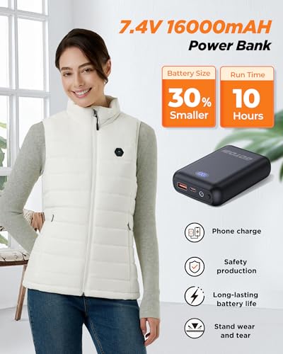 Image of Women's Heated Vest with 16000 mAh Battery Pack Included, 9 Zones Smart Temp Control Ergonomics Heating System
