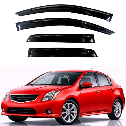 Image of KPY Rain Guards Fit for 2007-2012 Nissan Sentra, Out-Channel Window Visors Vent Wind Deflectors 4PC, Car Accessories for 07-12 Sentra