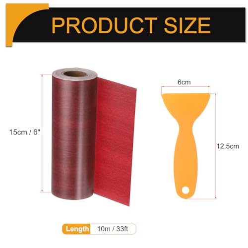 Image of HARFINGTON Wood Grain Repair Tape 6 Inch x 33ft Self Adhesive Repair Patch Tape Simulated Wooden Floor Tapes with Plastic Scraper for Tables Doors Windows Furniture, Walnut