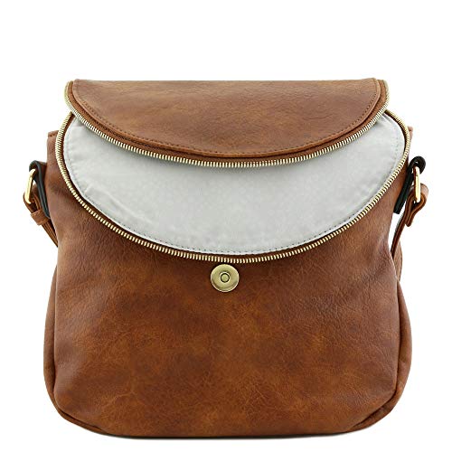 Tassel Accent Crossbody Bag with Flap Top (Tan)4