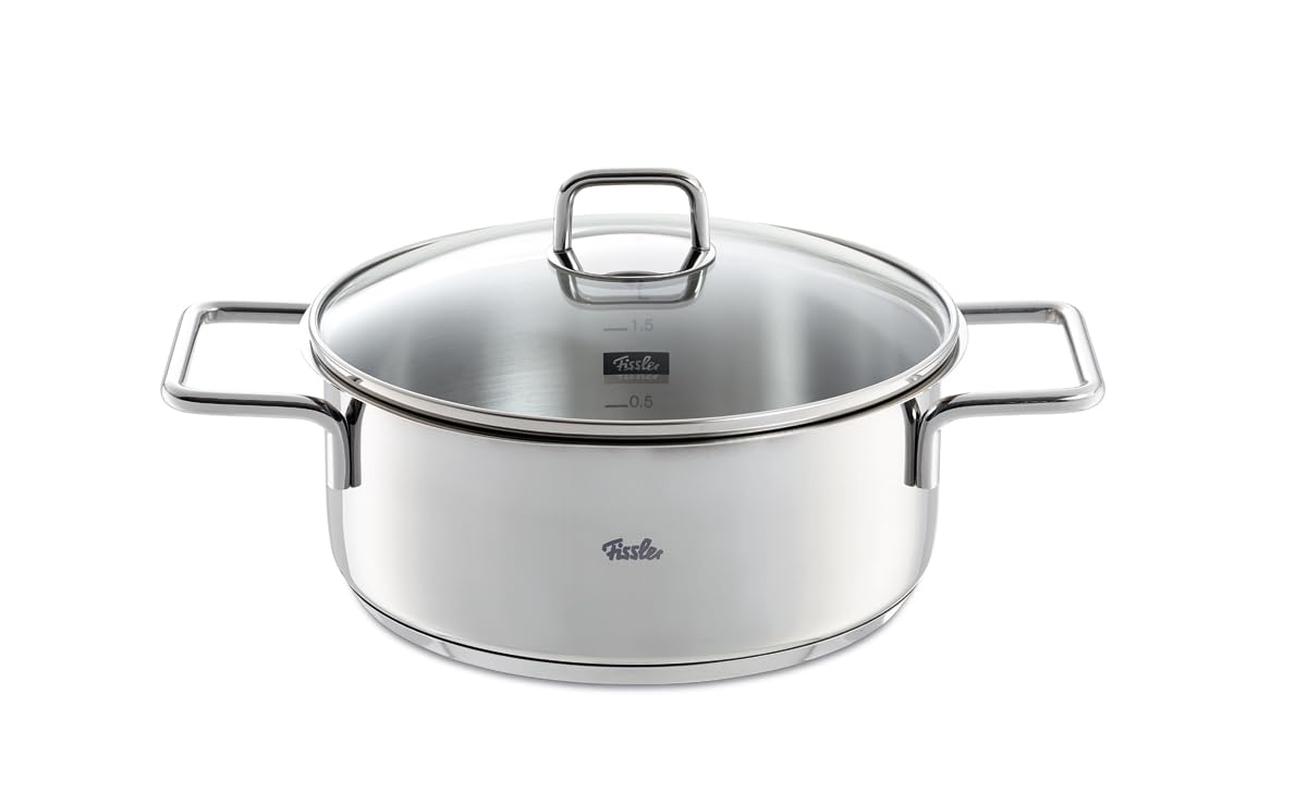 Fissler LumiTherm Edelstahl-Topfset 5-teilig – Made in Germany, polierter 18/10 Edelstahl, Glasdeckel, Superthermic Boden, Messskala, Induktion