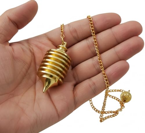 Image of 7 Ring Cone Brass Pendulum for Reiki Healing, Dowsing & Chakra Balancing - Divination & Meditation Tool for Energy Cleansing