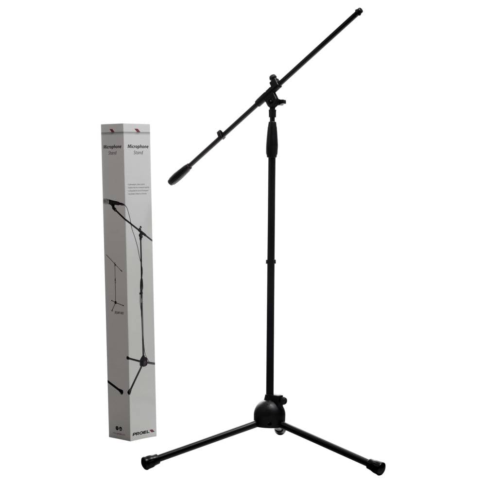 Proel RSM180, Soporte de Micrófono con Brazo, Base de Nylon Trípode, Negro