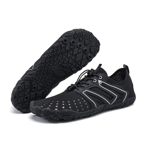 RUFONE Hike Barefoot Shoes ���f�B�[�X �����Y �ʋC��&����~�� �A�X���`�b�N�V���[�Y ���L�ܐ� �E�H�[�^�[�V���[�Y�A�E�H�[�L���O�A�����j���O�A���j�p�Ƀf�U�C��, K16_�u���b�N, 16 Women/14 Men