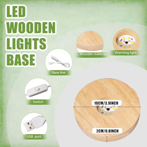 Bases luminosas de madera con luz LED para figuras de cristal 7