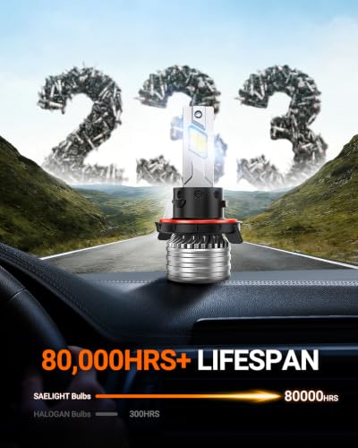 Image of SEALIGHT H13 Bulbs, 120,000LM 14X Brightness, 9008 H13 6500K White, IP68 Waterproof 80000Hrs Lifespan, 5X Heat Dissipation driving, Plug and Play, 2 Pack