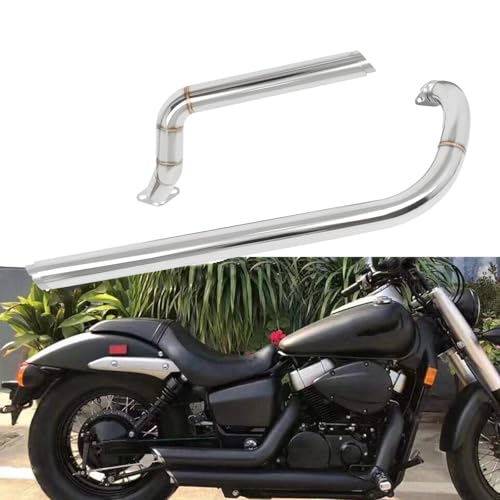 Silencieux d'échappement Pot D'échappement Moto pour H-Onda pour Shadow VT 750 Et pour Aero (2004-2019) Silencieux Amovible(Silver)
