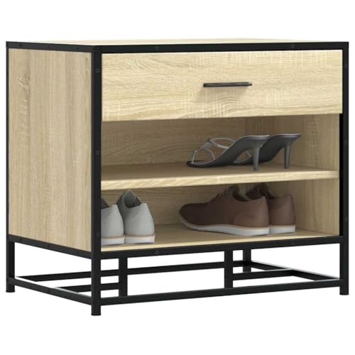 Banc à chaussures bois et métal pour libérer l'espace au sol des salons encombrés