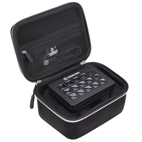 Tourmate Hard Storage Case for Elgato Stream Deck MK.2 - Travel Box with a Special Structure Designed Specifically for Opening Molds(Box for Sale) (Black & Reflective Zipper)
