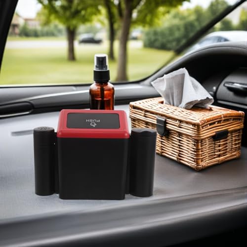 Cubo de basura para coche con tapa de resorte cenicero portátil ABS multiusos 6