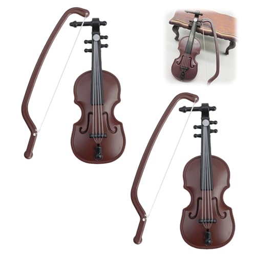 Miniature Violin Tiny Mini Wooden Painted Surface Simulation Violin Toy Model Worlds Smallest for Dollhouse Decorating Home Office Decor Gift Birthday Christmas Secret Santa Joke Funny Craft