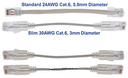 Cable de red Cat 6 UTP de 6 pies con blindaje delgado miniatura 6
