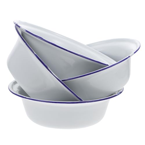 4 Stück Emaille SchüSsel Weiß - Tiefe Suppenschalen FüR Salate, Snacks Und Ramen - SpüLmaschinengeeignet Und Langlebig FüR Zuhause Und Partys 20 x 6CM