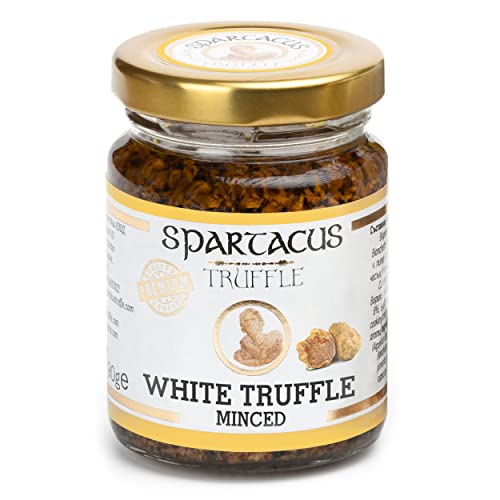 TRUFA BLANCA SPARTACUS, PICADA, CONSERVADA EN ACEITE DE OLIVA VIRGEN EXTRA, EL CONDIMENTO GOURMET PERFECTO PARA PIZZA, PASTA, ENSALADAS, PATATAS (Trufa Blanca 90g)