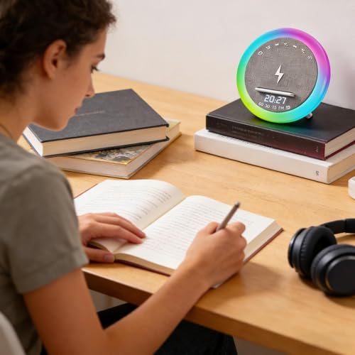 Support de téléphone de bureau avec enceinte et veilleuse charge rapide