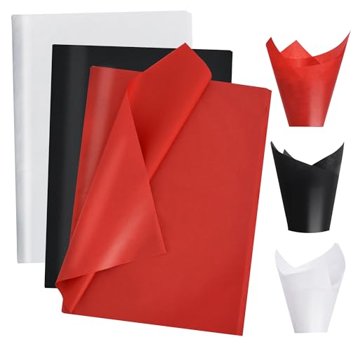 Image of BEISHIDA 90 Sheets Red Black White Tissue Paper Bulk, Halloween Wrapping Tissue Paper for Gift Bags, 14 x 20 Inch Gift Wrap for Halloween Graduation Birthday DIY Crafts Holiday Flowers