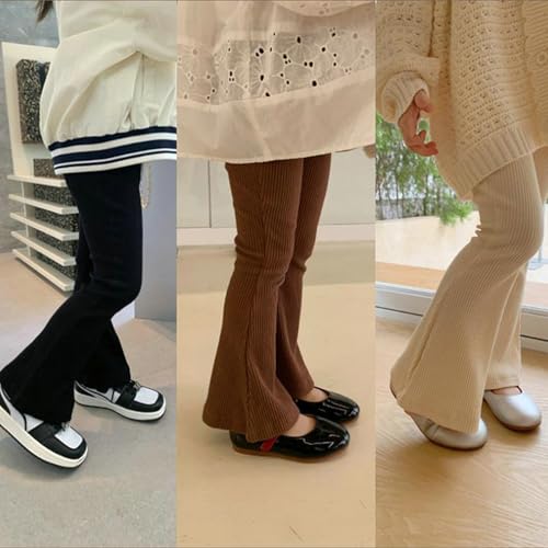 IZYJOY Kids Baby Girl Ribbed Knit Bell Bottoms Solid Color Flared Pants Toddler Elastic Waist Ruffle Leggings Fall Clothes2