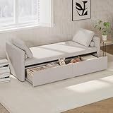 Modern Upholstered Chaise Lounger with Pillows and Cushions, Small Single Daybed with Storage Drawer for Living Rooms, No Mattress Needed
