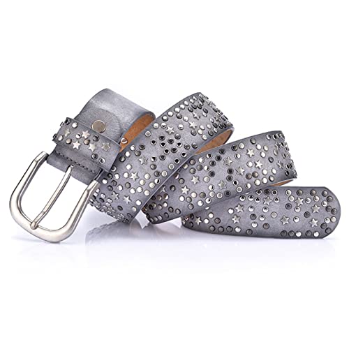 Ceinture rivets pentagramme en cuir pour ajuster vos jeans amples avec style