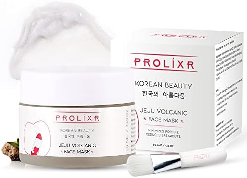 Prolixr Jeju Volcanic Face Mask for Glowing Skin - 50gm | Face Mask For Oily Acne Prone Skin | Korean Skin Care Products | Suitable for all Skin Type | Skin Brightening Face Pack Mask