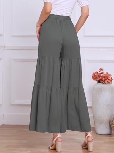 Image of Allegra K Women's 2026 Summer Wide Leg Palazzo Pants High Waisted Flowy Trendy Casual Lounge Boho Beach Ruffles Trousers