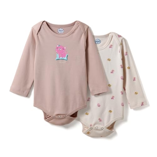 Image of Nautinati Baby Girls 100% Cotton Graphic Printed Bodysuits /Onsies (Value Pack) | Age 0-2 Years