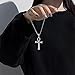 JKJF 2 Pcs Coptic Ankh Cross Pendant Necklace Ancient Egyptian Religious Cross Pendant Chain Necklace Cool Stainless Steel Pendant Necklace Goth Punk Rock Hip Hop Necklace for Men - Black Silver