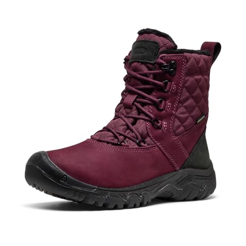 KEEN Women's Greta 2 Classic Style Durable Comfortable Insulated Waterproof Snow Boots, Fig/Black, 8