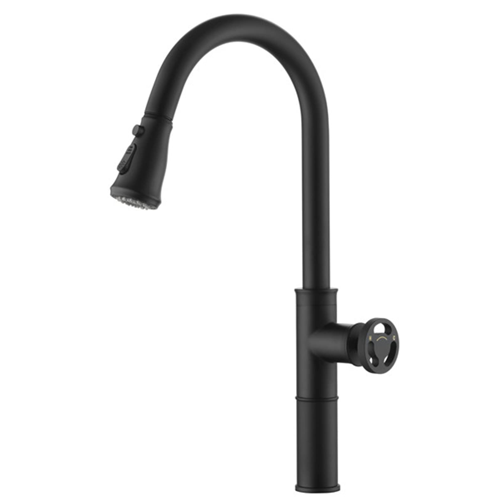 Robinet de cuisine à tirette noir mat mitigeur évier pivotant