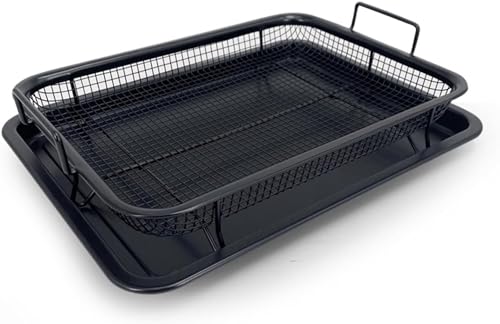 アウトドア用グリルパンセット グリルバスケット ステンレス製グリルパン Tufduzo エアフライヤーアクセサリー 網付き 油切り揚げ物 天ぷら 揚げ物ト油切り 水切り BBQレー ス テンレス バット網 水切り クッキングネット キッチン 調理 (ブラッ