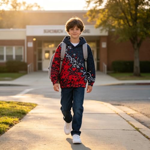 Image of Belovecol Boys Hoodies 3D Printed Hooded Sweatshirts with Pocket for 6-16Y