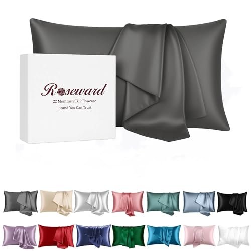 100% Mulberry Silk Pillowcase for Sleeping Women, 22 Momme Silk Pillow Cases for Hair and Face, Zipper Closure, Hypoallergenic Pillow Cases USA Made, 1 Pcs 20
