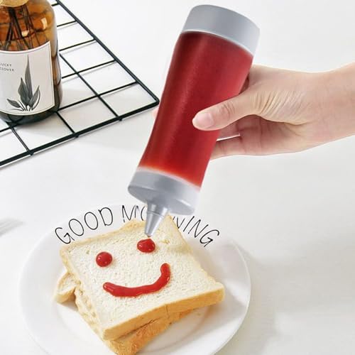 Botellas de condimentos para salsas de 350ml en un práctico pack de 4 piezas transparentes 7