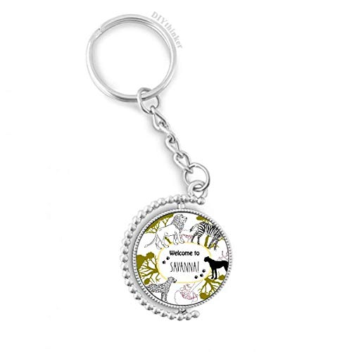 Porte-clés rotatif africaine savanna faune zèbre léopard multicolore 3,5"